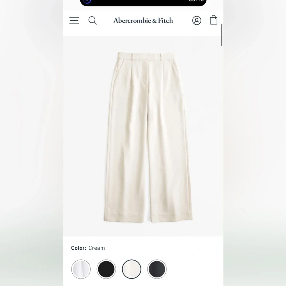 Abercrombie Cream High Rise Wide Leg Crepette Pant- Size 28 - Picture 3 of 12